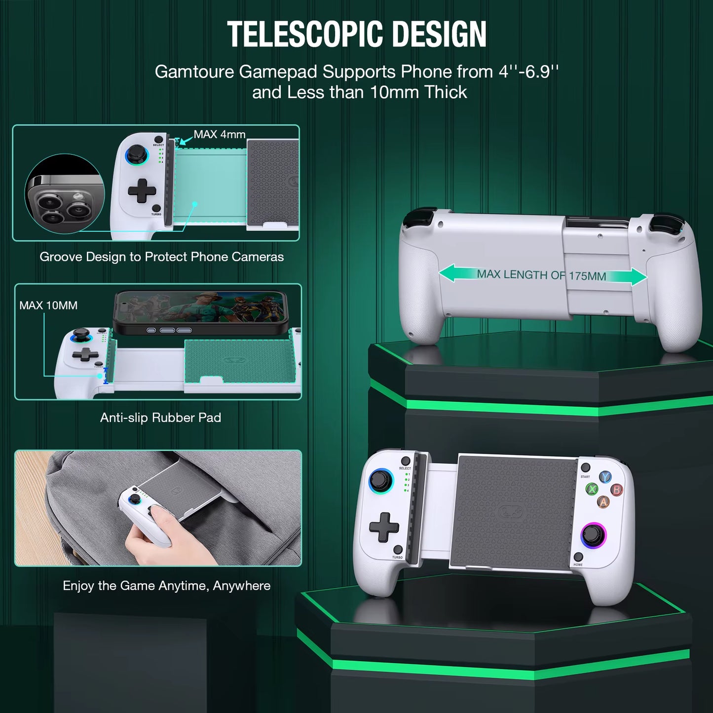 BEBONCOOL MC101 Telescopic Gamepad for iOS and Android - Wireless Bluetooth Game Controller for PUBG and COD