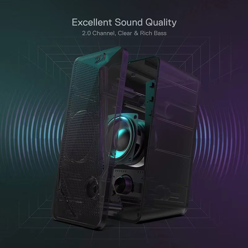 GS510 Waltz RGB Desktop Speakers - 2.0 Channel PC Stereo Speakers with Four LED Backlight Modes and Enhanced Audio Quality