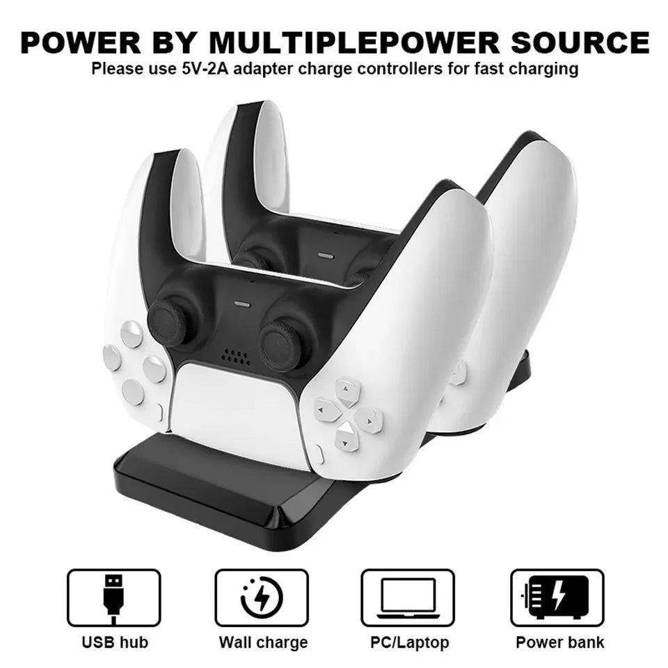 P51 Charger for PS5 Controller Station with Dual Charging Dock Fast Charging PS5 Wireless Controller Game Accessories