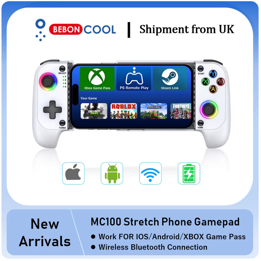 BEBONCOOL MC101 Telescopic Gamepad for iOS and Android - Wireless Bluetooth Game Controller for PUBG and COD